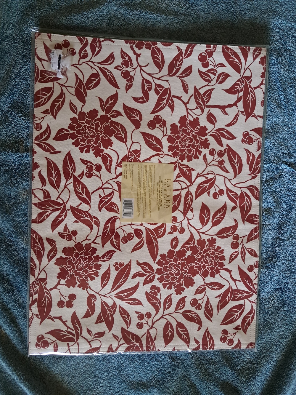 Lauren Ralph Lauren Red Floral Placemats Set Of 4 Christmas Cotton NWT 15x19
